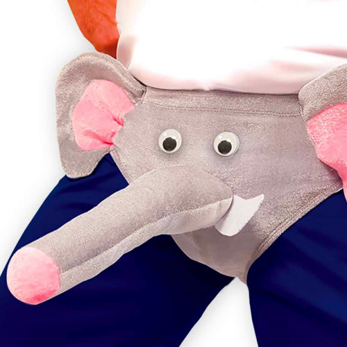 Slip Humoristique Éléphant – Slip Adulte avec Trompe en Peluche
