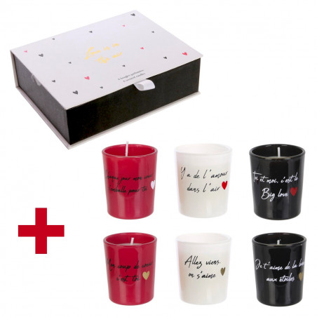 Coffret 6 bougies mots d'amour