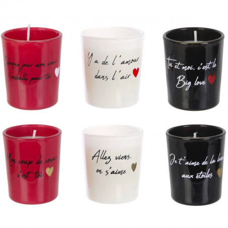 Coffret 6 bougies mots d'amour