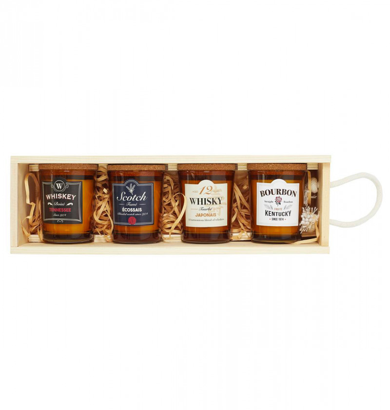 Coffret 4 bougies whisky