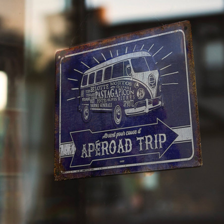 Plaque métal rétro Aperoad trip