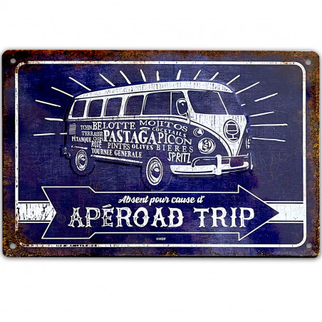 Plaque métal rétro Aperoad trip