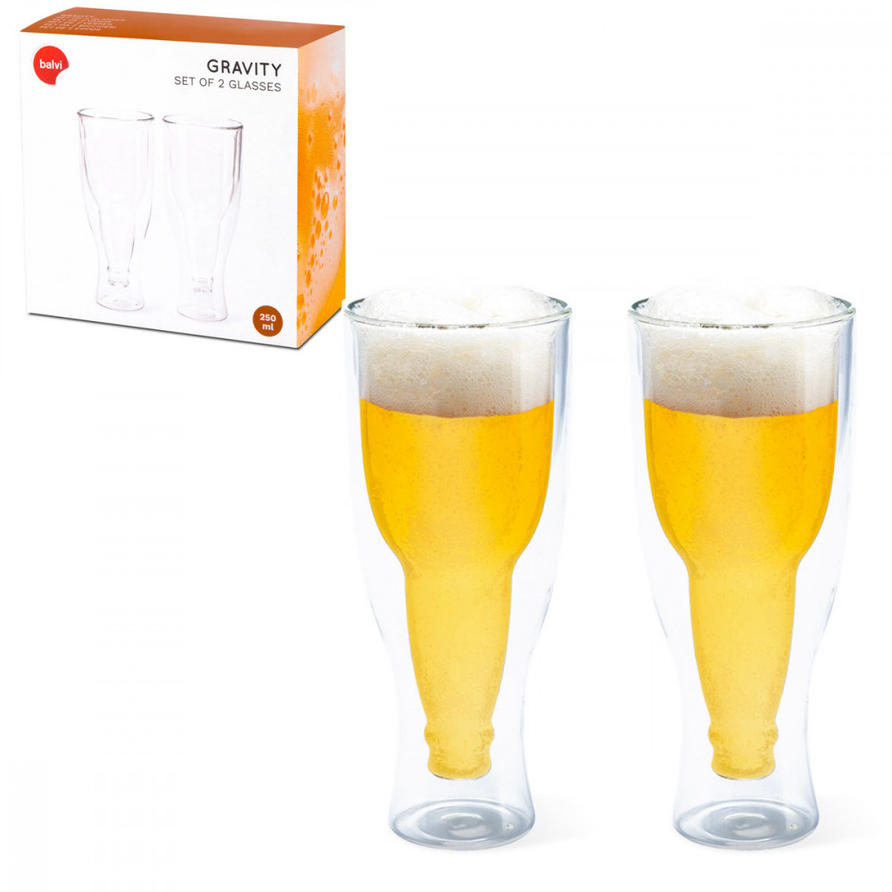 Paire de Verres Inversés Gravity – Verres à Bière Double Paroi 250 ml - Mycrazystuff