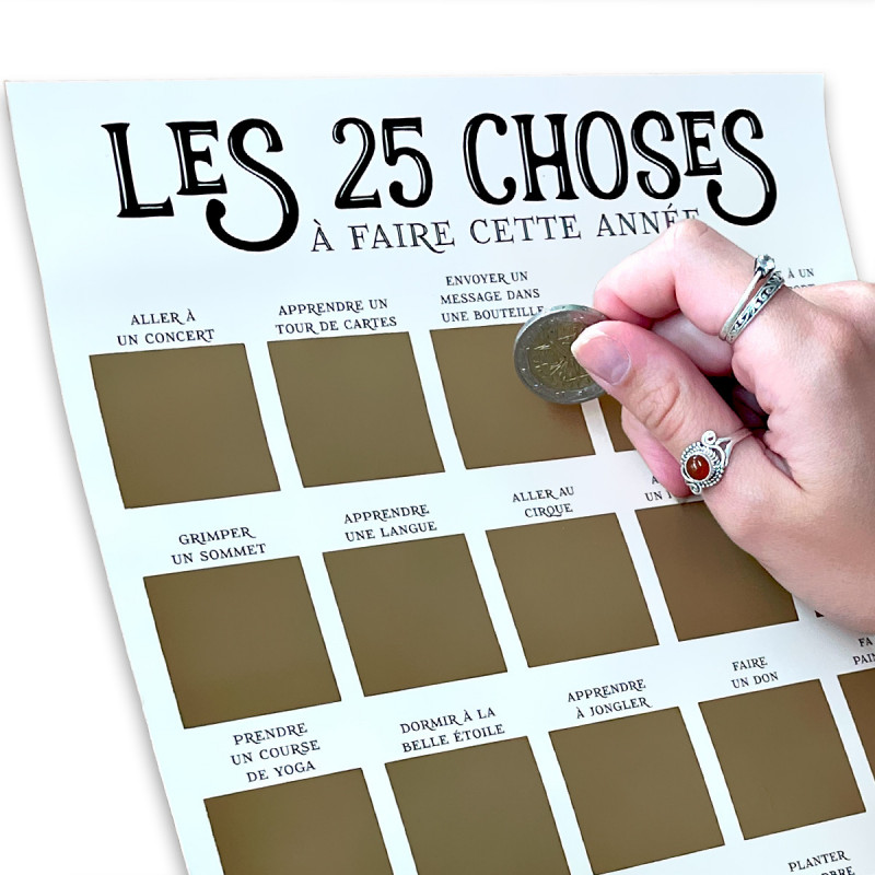 Poster à gratter Les 25 choses à faire cette année