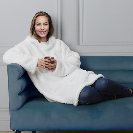 Sweat Plaid géant à capuche Blanc