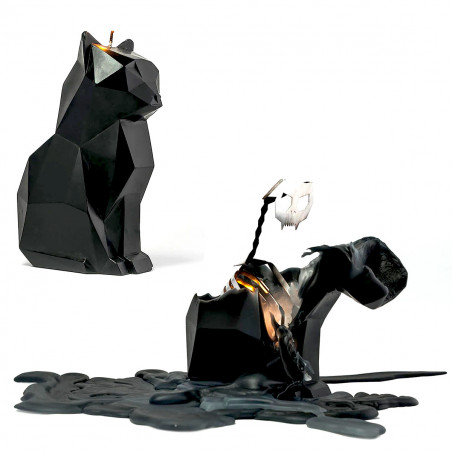 Bougie chat squelette PyroPet Gris