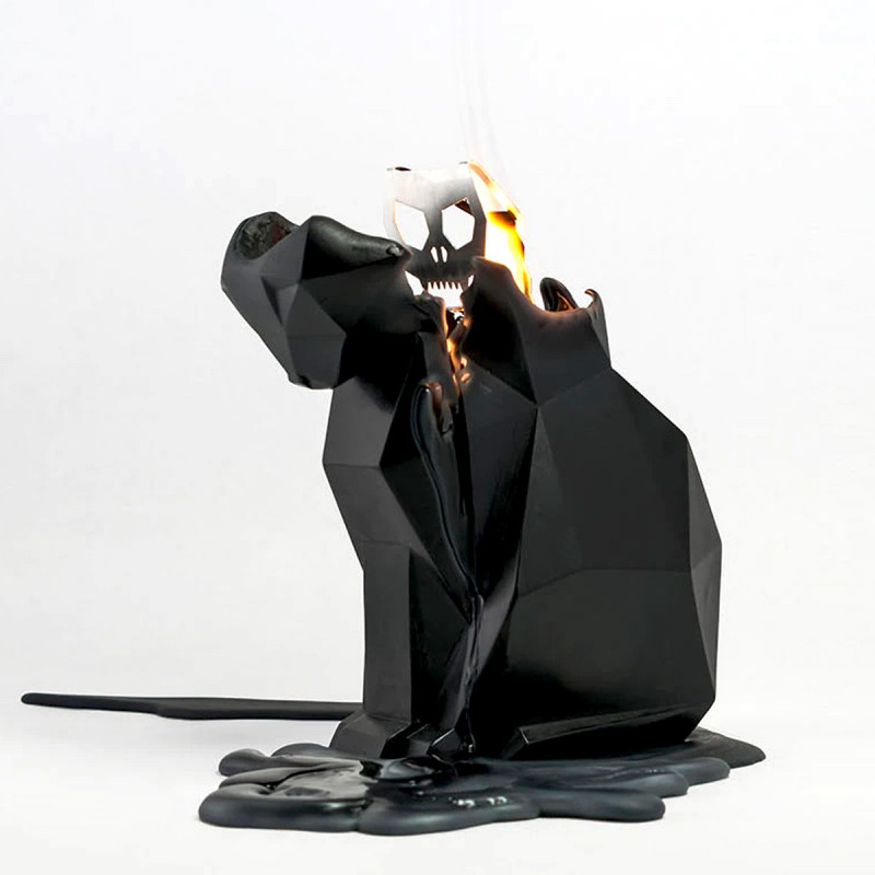 Bougie chat squelette PyroPet Gris