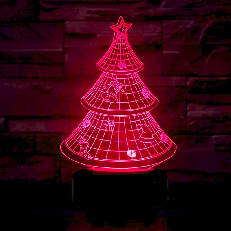 Sapin de Noël Lumière 3D Rouge Bois Marron Blanc (5 x 23 x 16 cm)