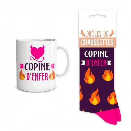 Coffret mug chaussettes Copine d'enfer
