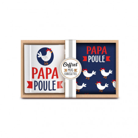 Coffret cadeau Papa Poule avec mug et chaussettes de MyCrazyStuff