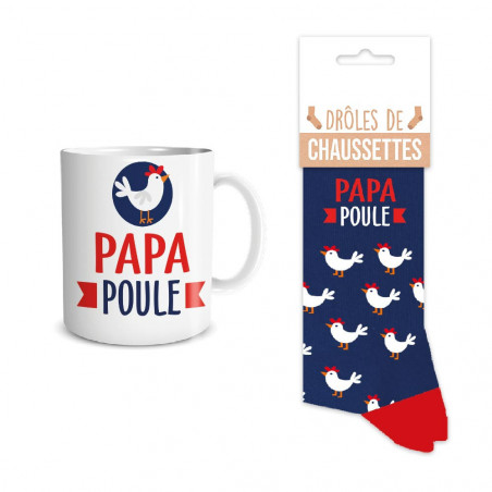 Coffret cadeau Papa Poule avec mug et chaussettes de MyCrazyStuff