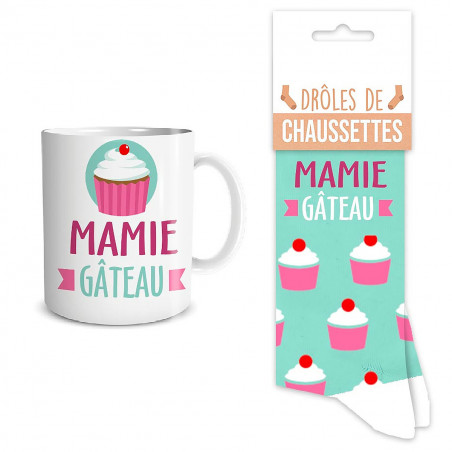 Coffret mug chaussettes Mamie gâteau