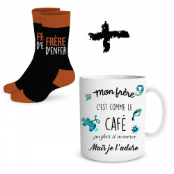 Coffret cadeau mug et chaussettes Frère de compet' - Cadeau Frère