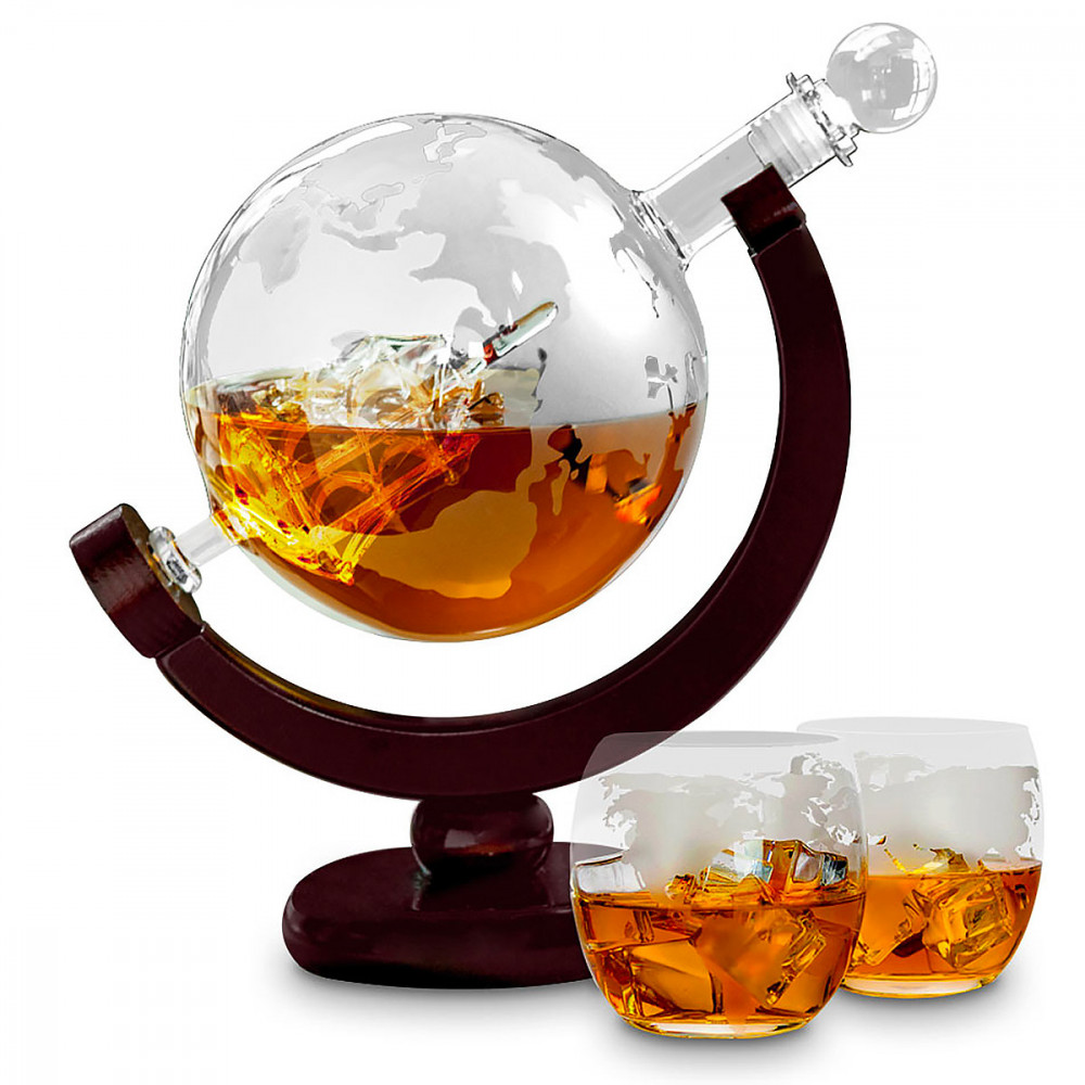 Carafe décanteur globe et ses 2 verres