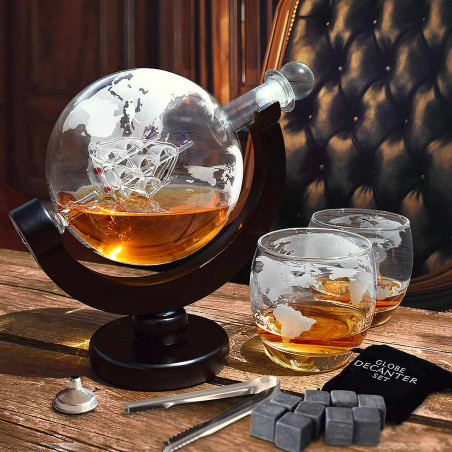 Carafe décanteur globe et ses 2 verres