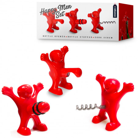 Coffret bouchon et tire-bouchon homme heureux