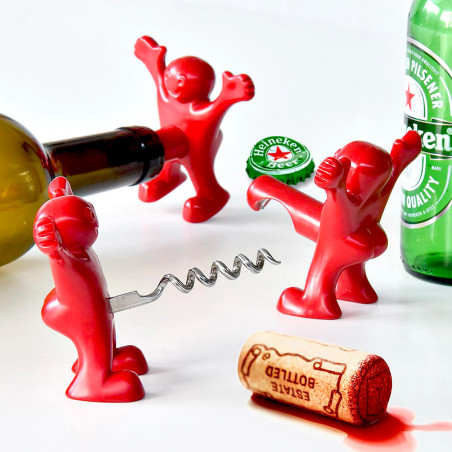 Coffret bouchon et tire-bouchon homme heureux