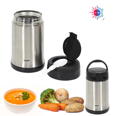 Bouteille à soupe inox isotherme et son couvert