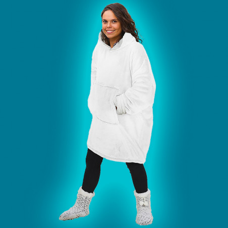 Sweat Plaid géant à capuche Blanc