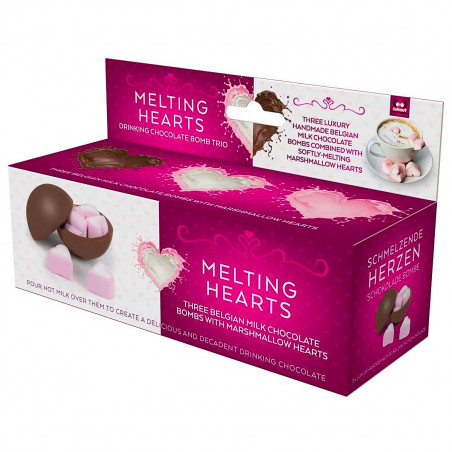 Coffret 3 bombes chocolat chaud coeurs guimauve