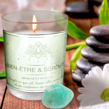 Coffret bougie et pierre précieuse amazonite