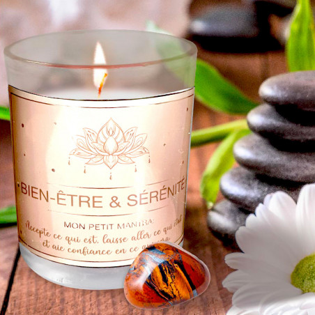 Coffret bougie et pierre oeil de tigre