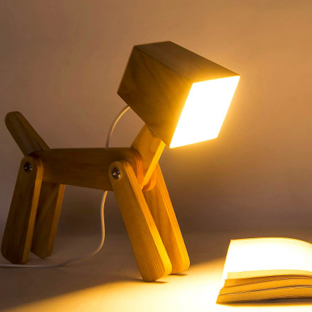 Lampe bois design chien