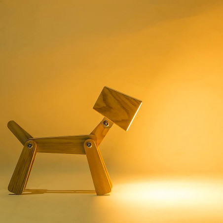 Lampe bois design chien