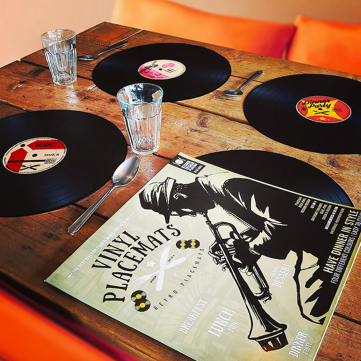 Pochette 4 disques vinyles sets de table - 12,76 €