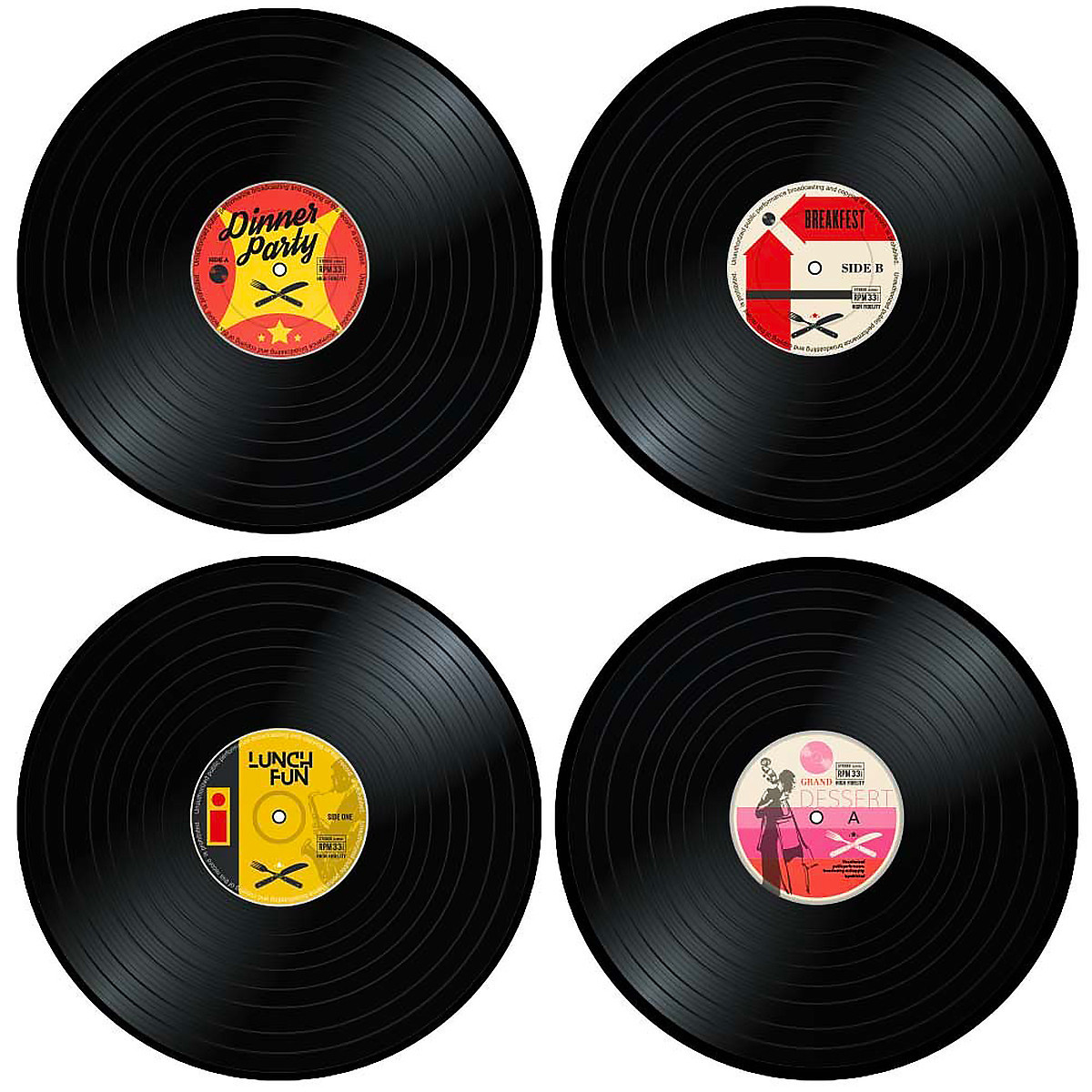 Pochette 4 disques vinyles sets de table - 12,76 €
