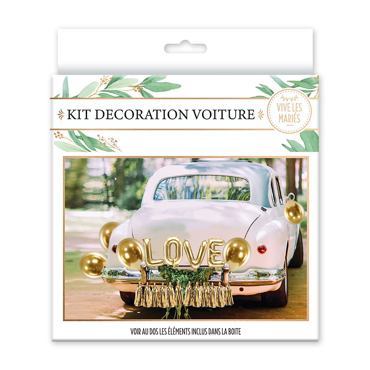 Décoration mariage : Kit déco voiture des mariés - 10,96 €