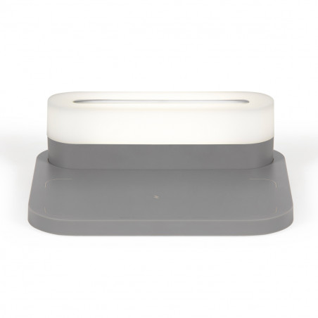 Station de charge illuminée avec veilleuse de chevet amovible.