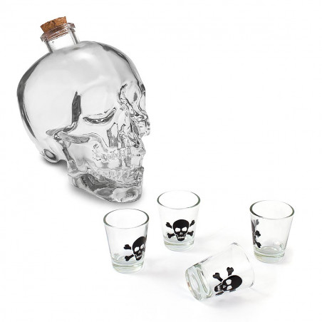 Coffret tête de mort bouteille et shooters