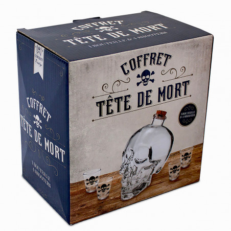 Coffret tête de mort bouteille et shooters