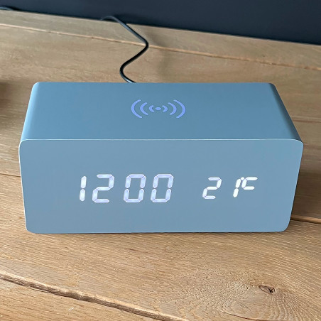 Réveil bloc chargeur induction gris