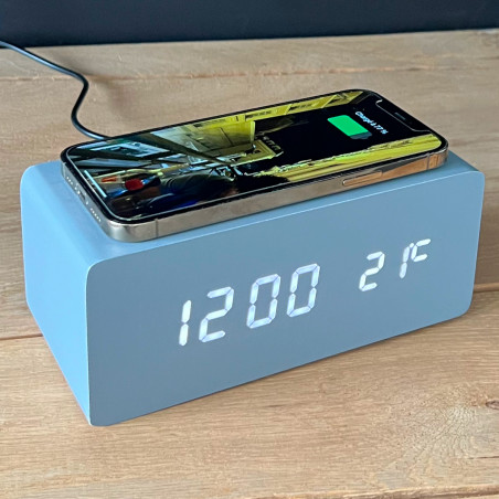 Réveil bloc chargeur induction gris