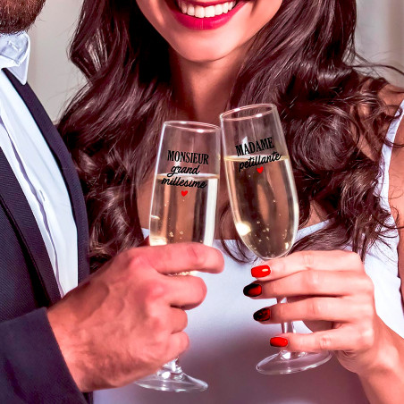 Coffret duo flûtes à champagne Madame Monsieur