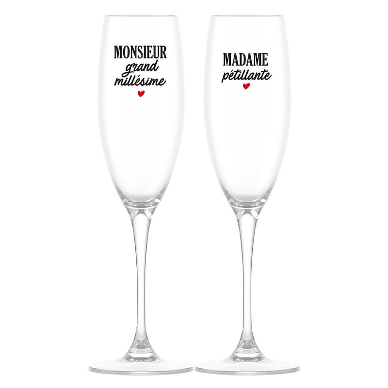 Coffret duo flûtes à champagne Madame Monsieur