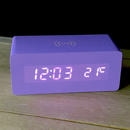Réveil bloc chargeur induction violet