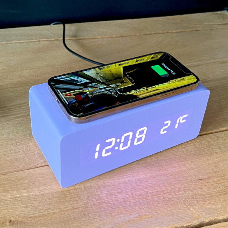 Réveil bloc chargeur induction violet