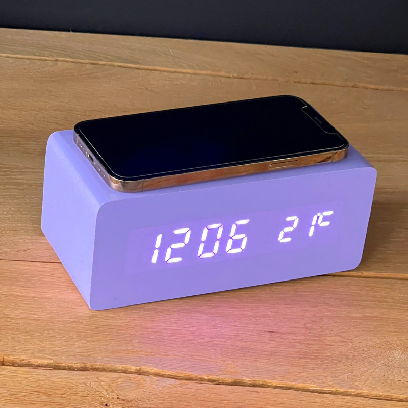 Réveil bloc chargeur induction violet