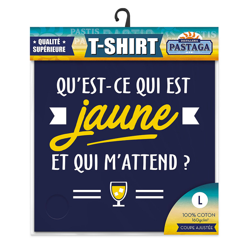 T-shirt humoristique Qu'est-ce qui est jaune et qui m'attend - L