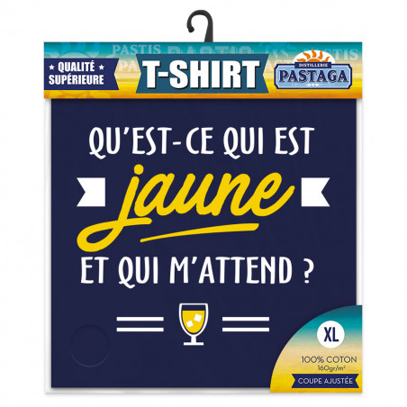 T-shirt humoristique Qu'est-ce qui est jaune et qui m'attend - XL