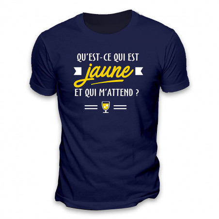 T-shirt humoristique Qu'est-ce qui est jaune et qui m'attend - XL