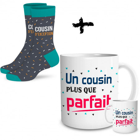 Ensemble mug et chaussettes Cousin parfait