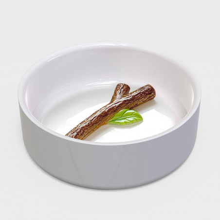 Bol d'eau pour chien avec bâton en trompe-l'œil