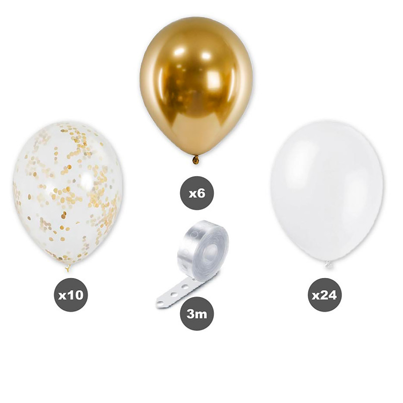 Kit Arche de ballons de fête dorés
