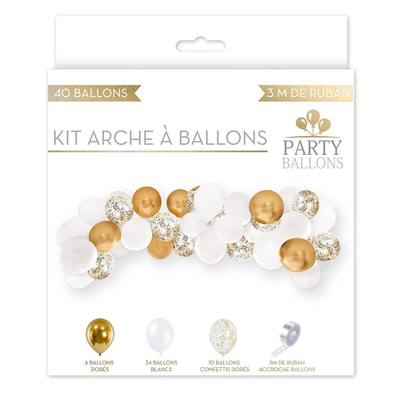 Kit Arche de ballons de fête dorés