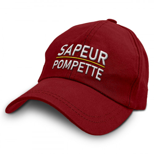 Casquette humoristique 'Sapeur Pompette' en rouge foncé - Produit disponible sur MyCrazyStuff.com