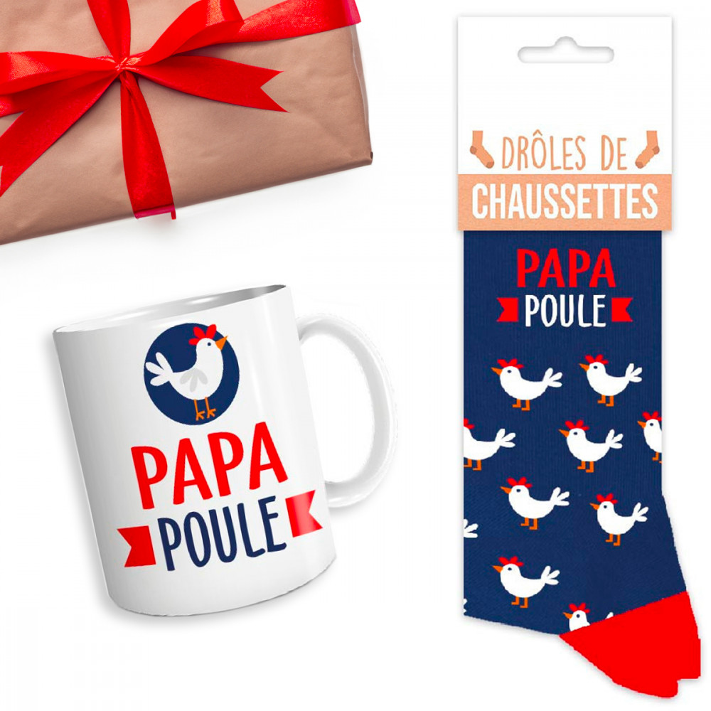 Coffret cadeau Papa Poule avec mug et chaussettes de MyCrazyStuff